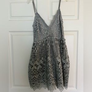 Grey ish Blue Cocktail Dress